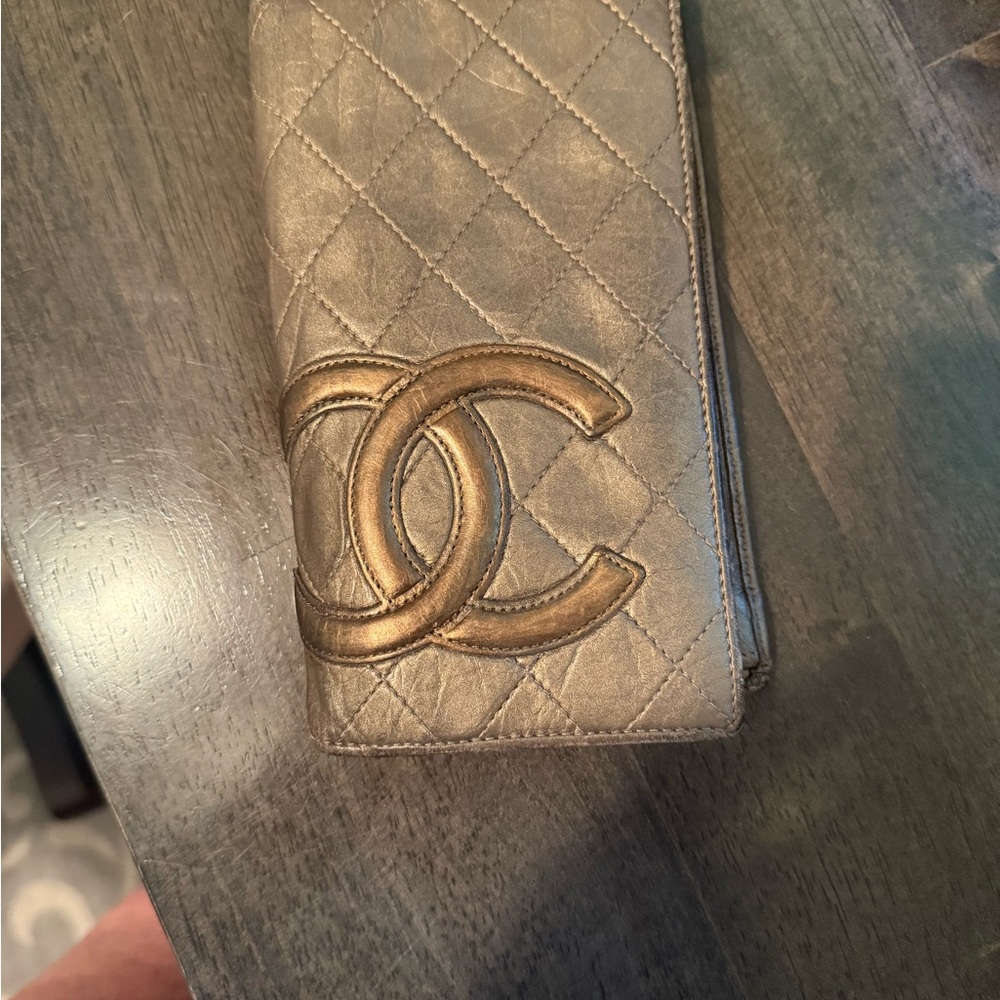 CHANEL Metallic Quilted Wallet